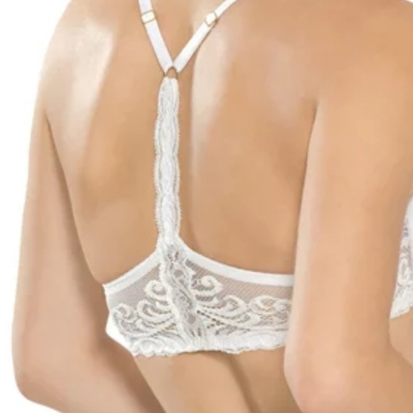 NATORI 735023 Bra 32DDD Feathers Front Closure Underwire White T Back Contour - Picture 8 of 9